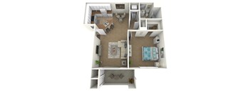 Claremont floor plan image - 1 bed 1 bath - 753 sqft