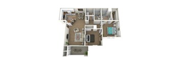 Keck floor plan image - 2 bed 2 bath - 1066 sqft