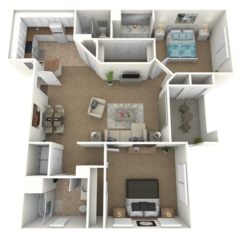 Pomona floor plan image - 2 bed 2 bath - 1112 sqft