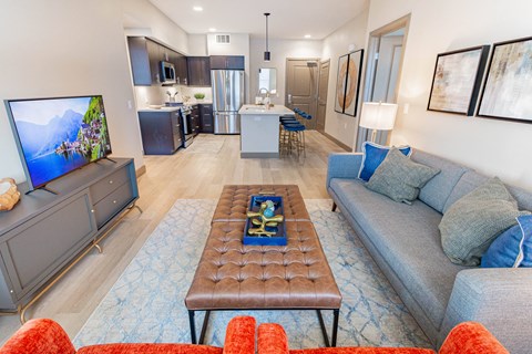 furnished living room at Bayswater Apartments, California, 94010