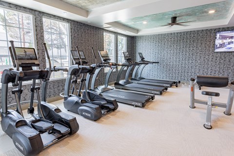 fitness center with treadmills at Bayswater Apartments, Burlingame, 94010