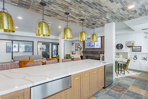 resident kitchen with wide counter space at Bayswater Apartments, Burlingame, CA