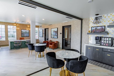 leasing lobby and resident  lounge at Bayswater Apartments, Burlingame