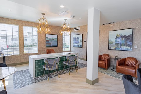 furnished leasing lobby at Bayswater Apartments, Burlingame, 94010