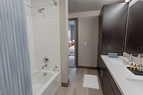 Bathroom with tub at Bayswater Apartments, Burlingame, CA