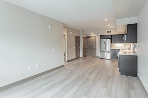 Living room and kitchen at Bayswater Apartments, Burlingame