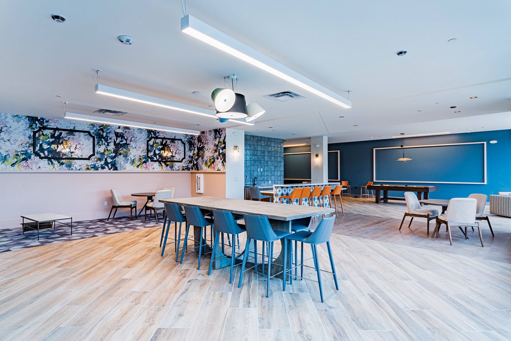 Table with chair in open room