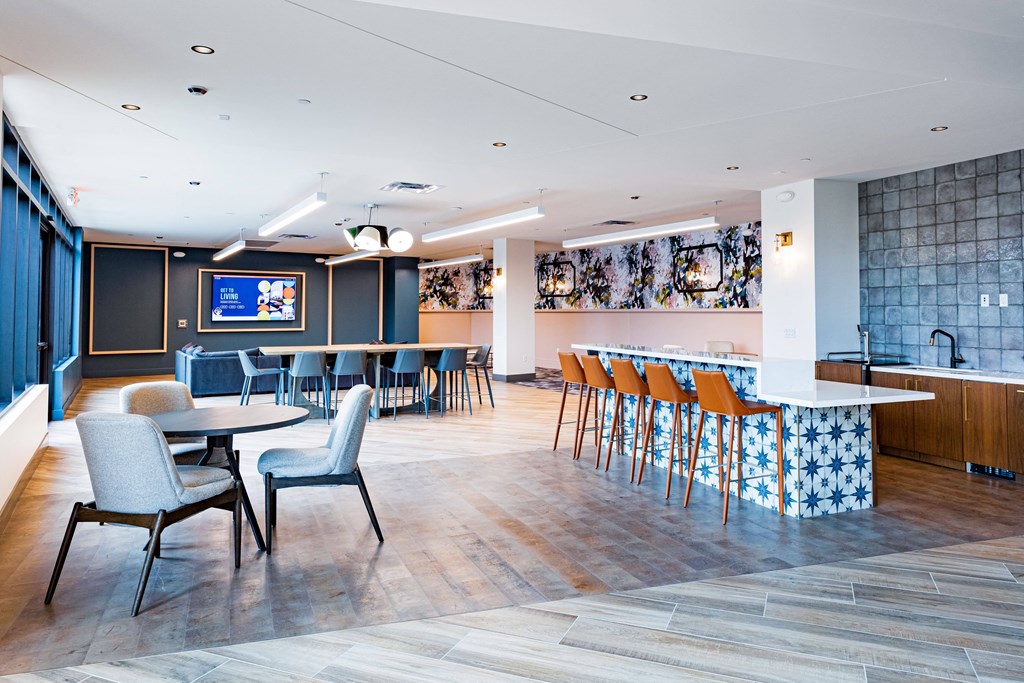 table with chairs in open room