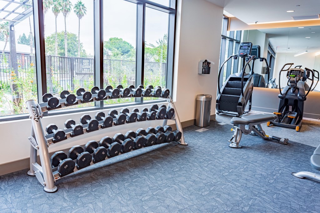 Gym with free weights.