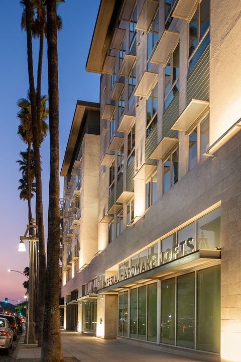 Building exterior at Imperial Hardware Lofts, Riverside, California