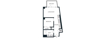 a floor plan of a unit with a bedroom and a living room