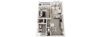 1B 1B A1 Floor Plan at North Grove, Riverside, CA