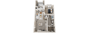 1 Bed 1 Bath Floor Plan at North Grove, Riverside, 92501