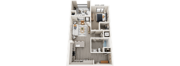 1 Bed 1 Bath A4 Floor Plan at North Grove, Riverside