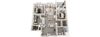 2 Bed 2 Bath B1 Floor Plan at North Grove, California