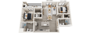 2 Bed 2 Bath B2 Floor Plan at North Grove, California, 92501