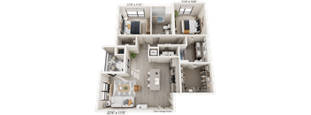 2 Bed 2 Bath B3 Floor Plan at North Grove, Riverside, CA, 92501