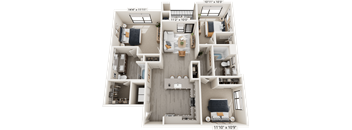 3 Bed 2 Bath C1 Floor Plan at North Grove, Riverside, CA
