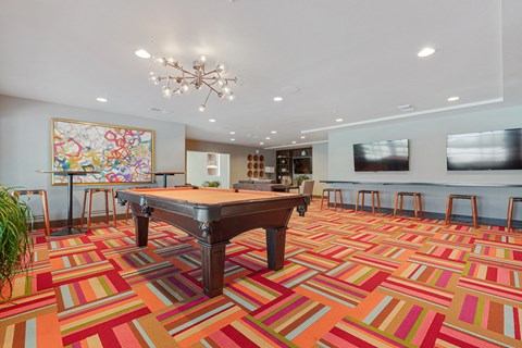 Clubroom pool table and TV's