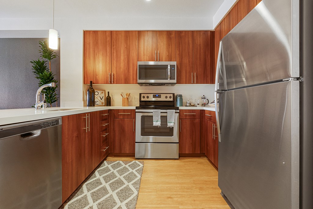 Kitchen with stainless steel appliances