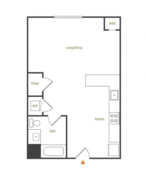 a floor plan of a 1 bedroom apartment