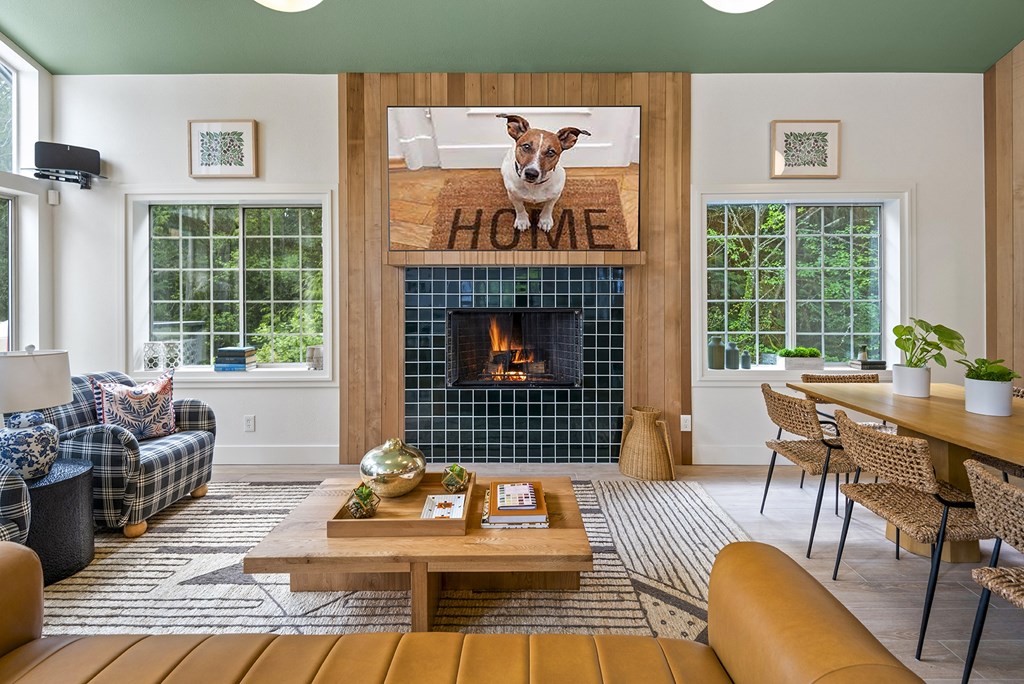 clubroom with a fireplace at Lakemont Orchard, Issaquah, 98027