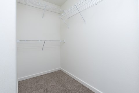 a walk in closet in a 555 waverly unit