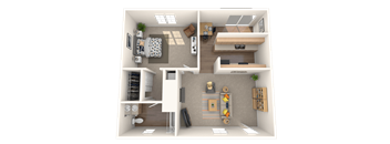 1 Bed 1 Bath Floorplan A at Nola 624, West Covina