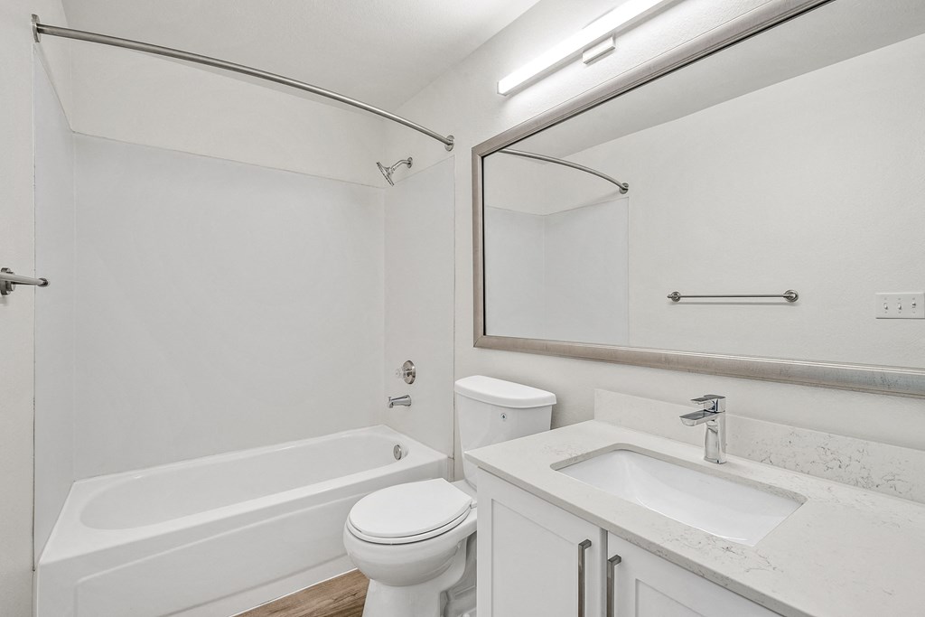 a bathroom with a sink toilet and bathtub