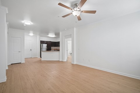 Apartment living room kitchen area at FountainGlen Jacaranda