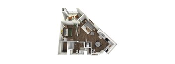Flat 1 BED 1 BATH FLOOR PLAN