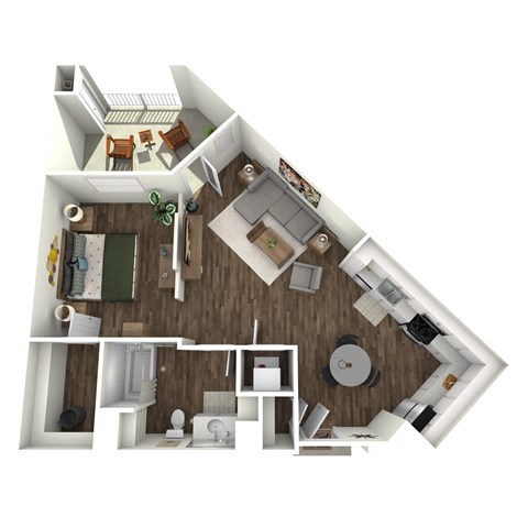 Flat 1 BED 1 BATH FLOOR PLAN