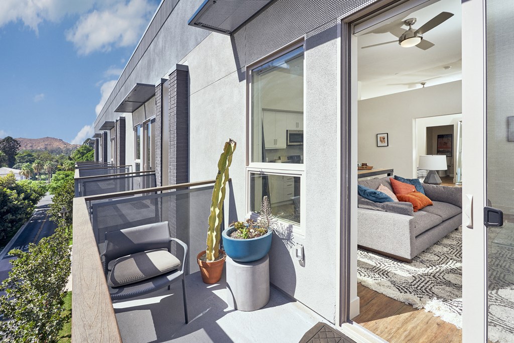 exterior balcony view from living room at Main+Nine, California, 92501