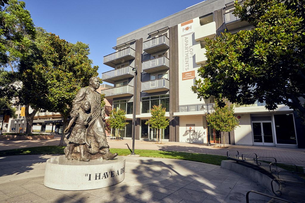 Statues In Courtyard at Main+Nine, California, 92501