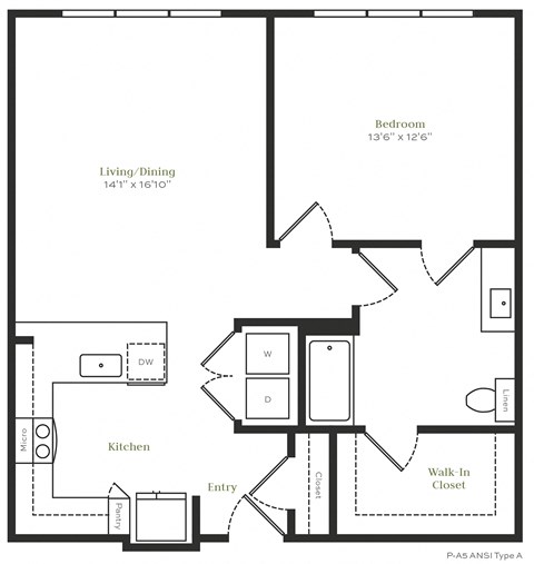 A2 - 1 bed 1 bath - 867 sqft