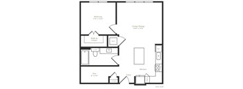 A12 - 1 bed 1 bath - 737 sqft
