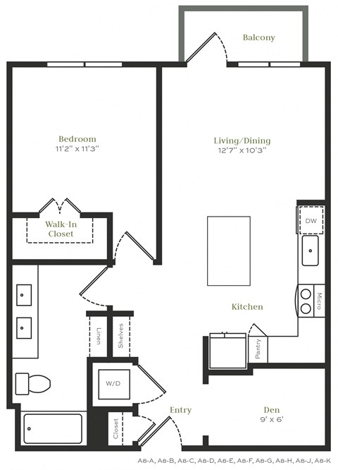 A13 - 1 bed 1 bath - 750 sqft