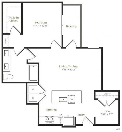 A15 - 1 bed 1 bath - 847 sqft