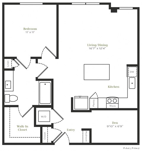 A16 - 1 bed 1 bath - 858 sqft