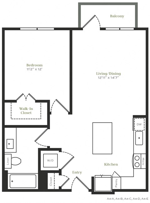 A4 - 1 bed 1 bath - 702 sqft