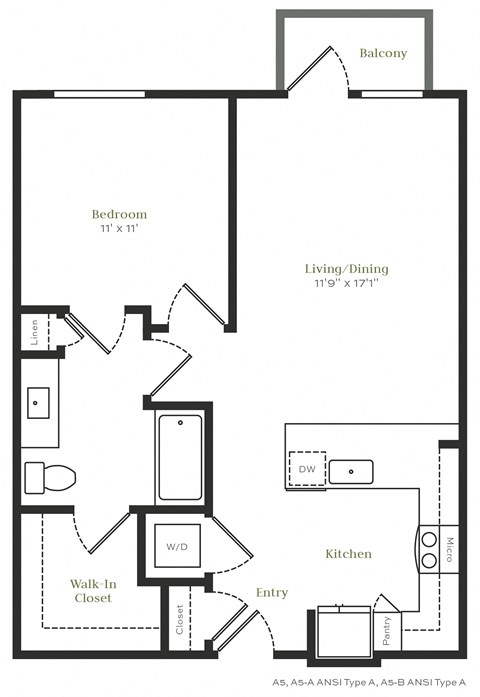 A5 - 1 bed 1 bath - 722 sqft