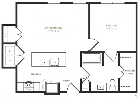 A6 - 1 bed 1 bath - 738 sqft