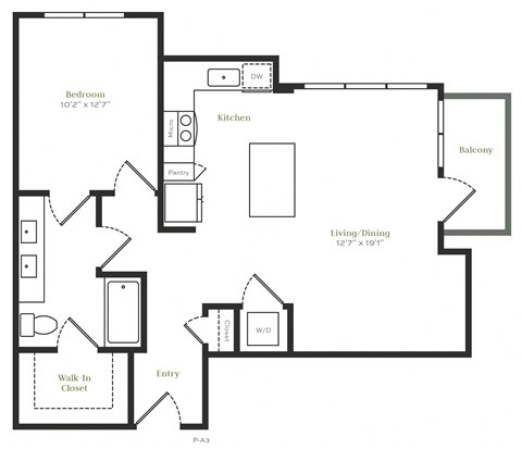 A8 - 1 bed 1 bath - 799 sqft