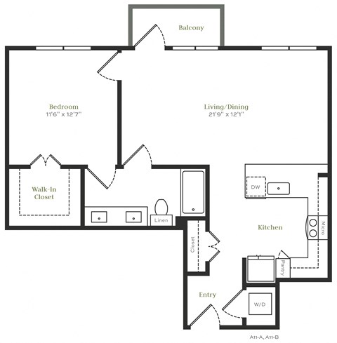A9 - 1 bed 1 bath - 825 sqft