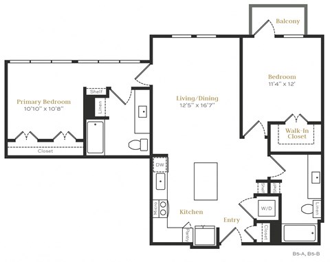B1 - 2 bed 2 bath - 1038 sqft