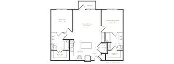 B3 - 2 bed 2 bath - 1100 sqft
