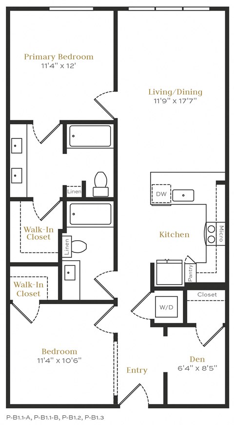B7 - 2 bed 2 bath - 1072 sqft