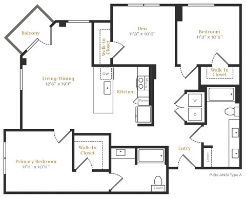 B9 - 2 bed 2 bath - 1305 sqft