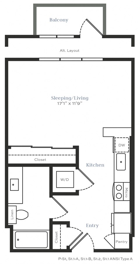 S1 - studio 1 bath - 488 sqft