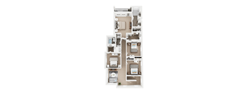 A top-down view of a two-story apartment layout.